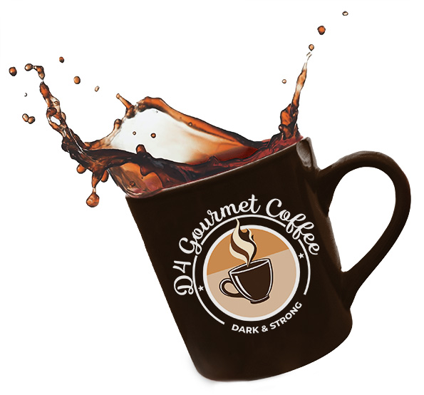 D4 Gourmet Coffee Logo on a cup of coffee